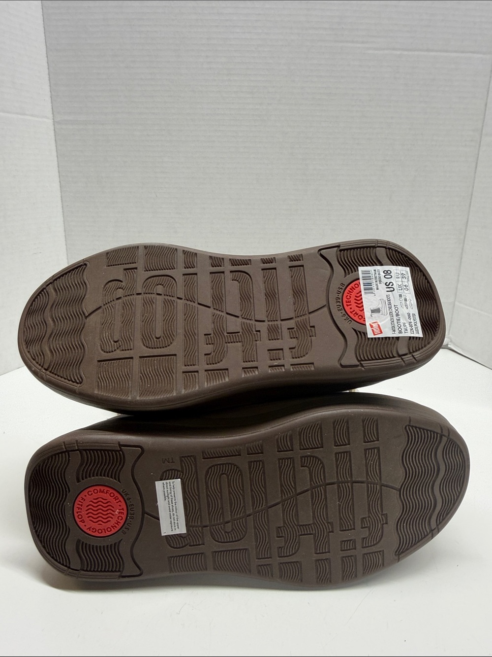 FitFlop F-Mode Stack Suede Chelsea Platform Boots Ankle Bootie Taupe Brown New 8 - Picture 7 of 9